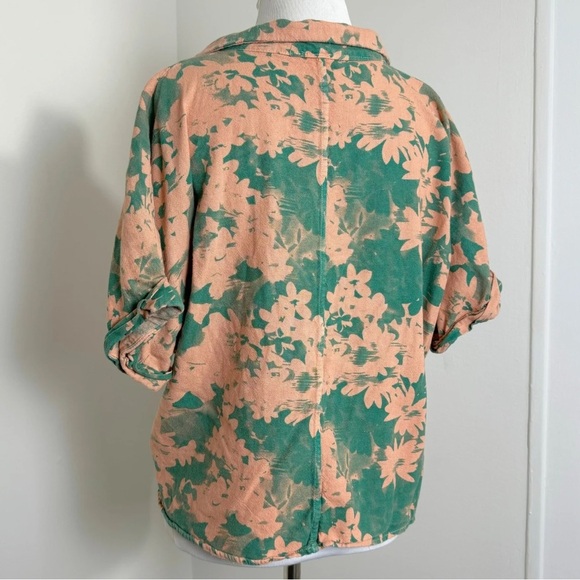 Amadi | Anthropologie | Maia Tie-Front Blouse | Linen Blend | Pink & Green | M - Picture 6 of 13